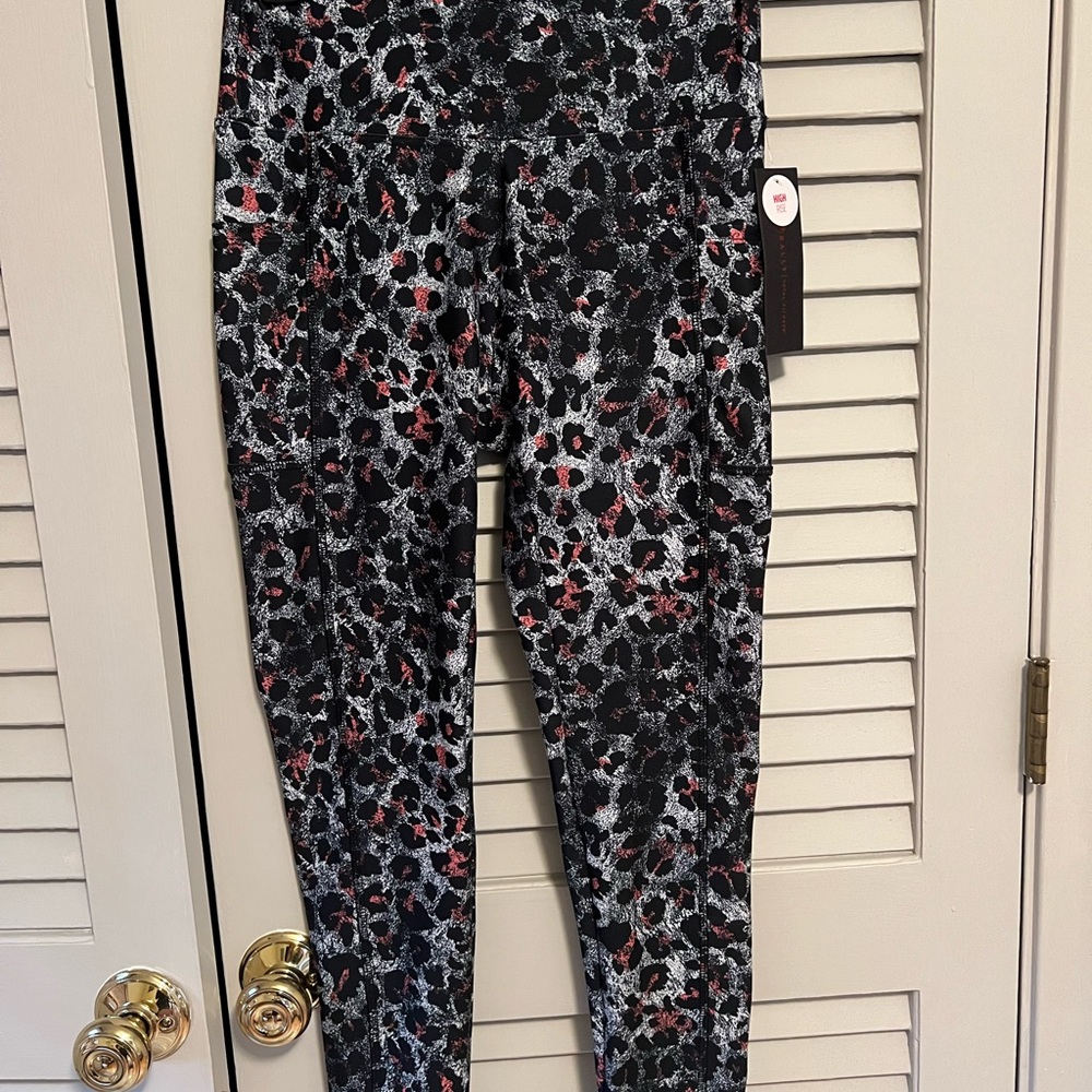 Bally Black and Red Leggings Athletic Bottoms